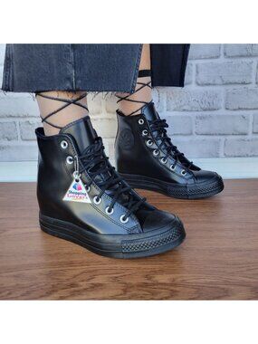 ⭐Converse Chuck Taylor All Star Wedge Platform Hi 8 Patent Leather Shoes A12827C